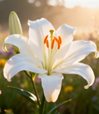 阳光下绽放的白色百合花(1)11999#横屏 