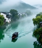 江南水乡河道乌篷船风景10070#横屏 