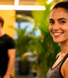 健身房中微笑的健身女性2204#横屏 