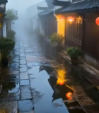 	 江南水乡古巷雨后景观2938#横屏 