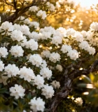 阳光下盛开的白色杜鹃花2511#横屏 
