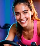 健身房女性骑动感单车10249#横屏 