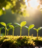 阳光下嫩绿幼苗生长画面3022#横屏 