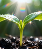 阳光下带水珠的新生植物601#横屏 