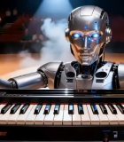 机器人舞台上弹钢琴场景12528#横屏 