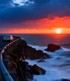 沿海公路日落行车景象5919#横屏 