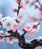 雪中盛开的梅花特写11701#横屏 