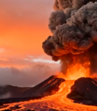 火山喷发熔岩流淌景象6438#横屏 