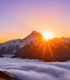 雪山云海日出全景317#横屏 