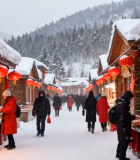 雪天集市人群热闹场景10751#横屏 