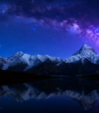 雪山星空湖面倒影素材5589#横屏 