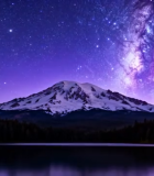 雪山星空下的静谧湖泊夜景5723#横屏 