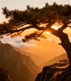 黄山迎客松日出全景1007#横屏 