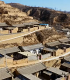 黄土高原农村村落全景10474#横屏 