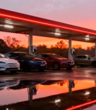 黄昏下的汽车充电桩场景12518#横屏 