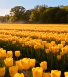 黄色郁金香花田全景13776#横屏 
