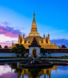 黄昏下的东南亚佛塔景观2438#横屏 