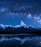 雪山星空湖面倒影素材(1)12021#横屏 
