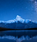 雪山星空倒影夜景2302#横屏 