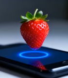 悬浮草莓与智能手机特写3704#横屏 