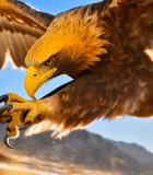 雄鹰展翅飞翔特写素材13601#横屏 