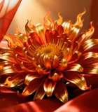 红底金色菊花特写8205#横屏 