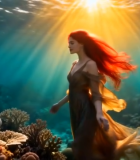 红发女子海底漫步4131#横屏 