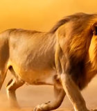 雄狮在沙尘中行走11175#横屏 