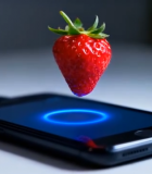 悬浮草莓与智能手机特写(1)8339#横屏 