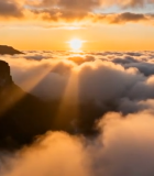 悬崖瀑布云海日出景观13251#横屏 