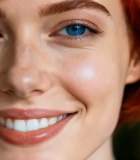 	 红发女子闭眼微笑特写2611#横屏 