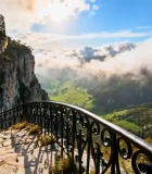 悬崖边螺旋石阶自然风光6604#横屏 