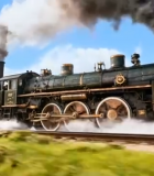 行驶在山间的蒸汽火车(1)7322#横屏 