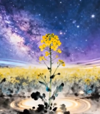 星空下的油菜花田素材245#横屏 