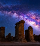 星空下的奇特地貌景观2691#横屏 