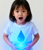 小女孩双手放腹部表情惊讶6327#横屏 