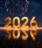 新年湖面烟花夜景(1)12233#横屏 