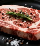 黑盘上摆放的新鲜牛排3666#横屏 