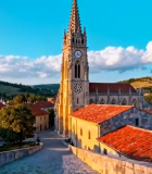 小镇教堂与房屋全景2598#横屏 