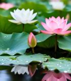 荷塘荷花荷叶特写12495#横屏 