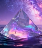 海上悬浮水晶金字塔梦幻素材2792#横屏 