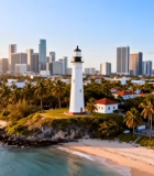 海滩城市风光及灯塔景观13929#横屏 