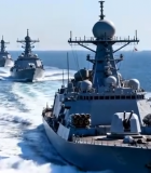 海上军舰编队航行画面10045#横屏 