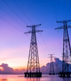 海上高压输电塔黄昏景象11188#横屏 