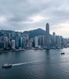 香港维多利亚港航拍全景4372#横屏 