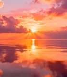 海面日落天空云霞景观12374#横屏 