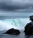 海浪拍打礁石自然风光素材6463#横屏 