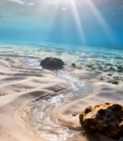 海底阳光照射沙滩礁石场景3295#横屏 