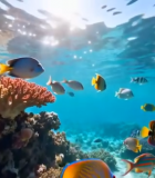 海底珊瑚礁与鱼群景象(3)9391#横屏 