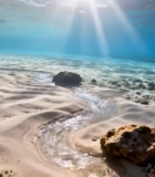 海底阳光照射沙滩礁石场景3295#横屏 